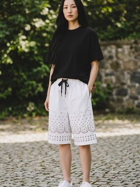 Alexander Wang White Grommet Embellished Oversized Board Short